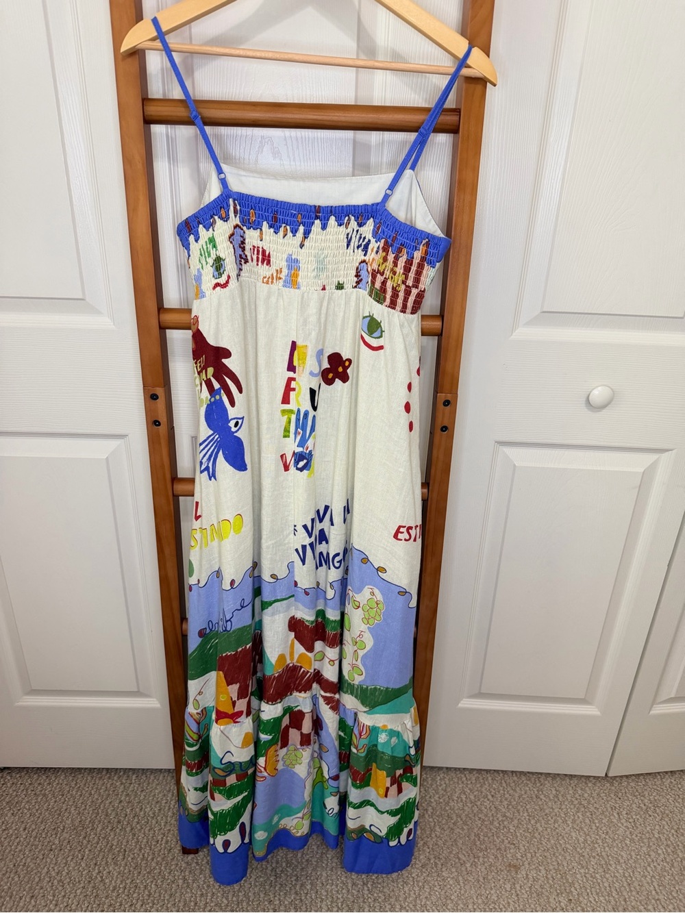 Rachel Zoe Viva La Vida Amigos Linen Blend Printed Maxi Dress M - Picture 4 of 7